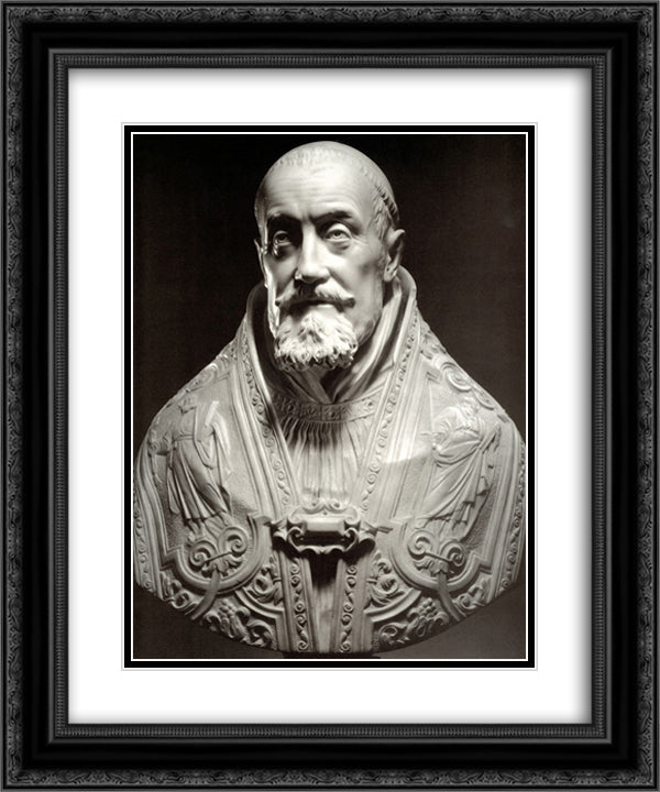 Bust of Pope Gregory XV 20x24 Black Ornate Wood Framed Art Print Poster with Double Matting by Bernini, Gian Lorenzo