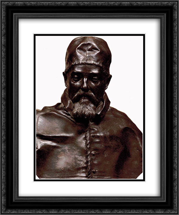 Bust of Pope Urban VIII 20x24 Black Ornate Wood Framed Art Print Poster with Double Matting by Bernini, Gian Lorenzo