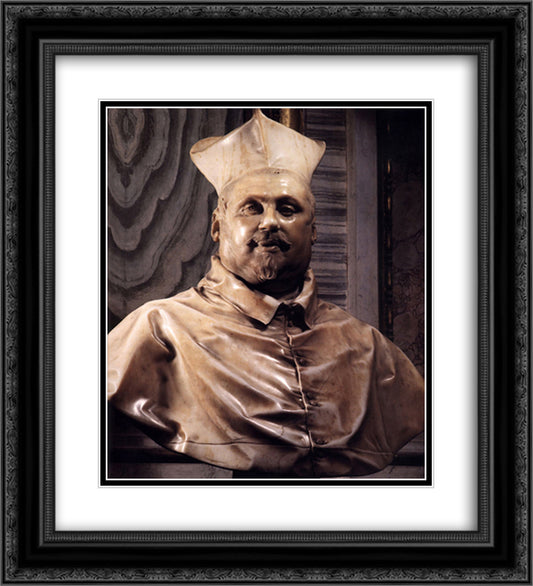 Cardinal Scipione Borghese 20x22 Black Ornate Wood Framed Art Print Poster with Double Matting by Bernini, Gian Lorenzo