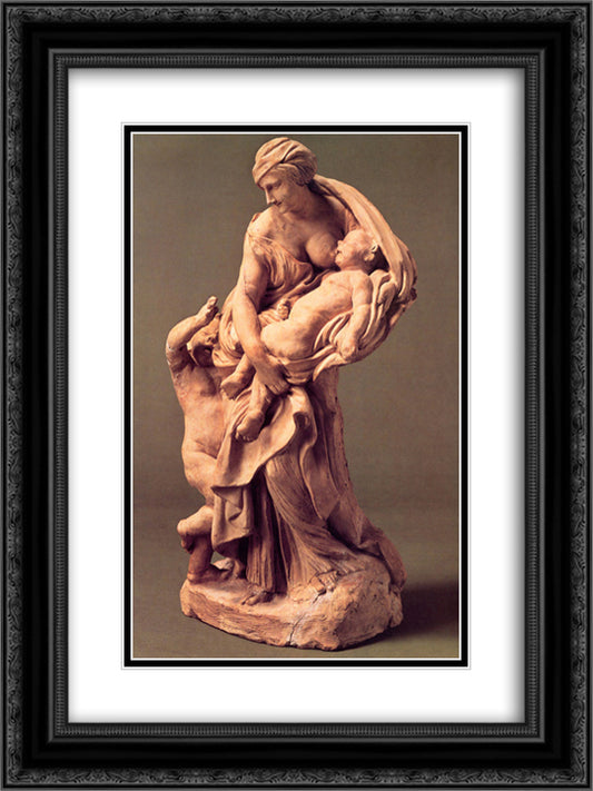 Charity Tomb of Urban VIII 18x24 Black Ornate Wood Framed Art Print Poster with Double Matting by Bernini, Gian Lorenzo