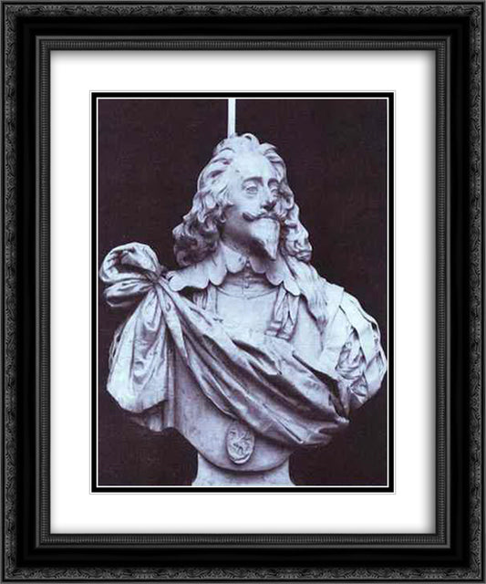 Charles I, King of England 20x24 Black Ornate Wood Framed Art Print Poster with Double Matting by Bernini, Gian Lorenzo