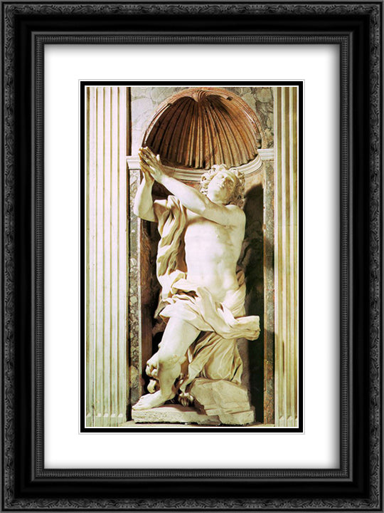 Daniel and the Lion 18x24 Black Ornate Wood Framed Art Print Poster with Double Matting by Bernini, Gian Lorenzo