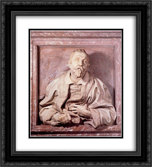 Memorial Bust of Gabriele Fonseca 20x22 Black Ornate Wood Framed Art Print Poster with Double Matting by Bernini, Gian Lorenzo