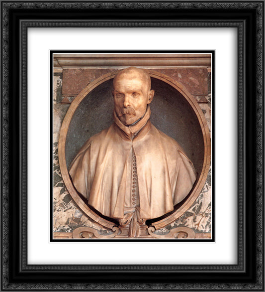 Portrait Bust of Pedro de Foix Montoya 20x22 Black Ornate Wood Framed Art Print Poster with Double Matting by Bernini, Gian Lorenzo