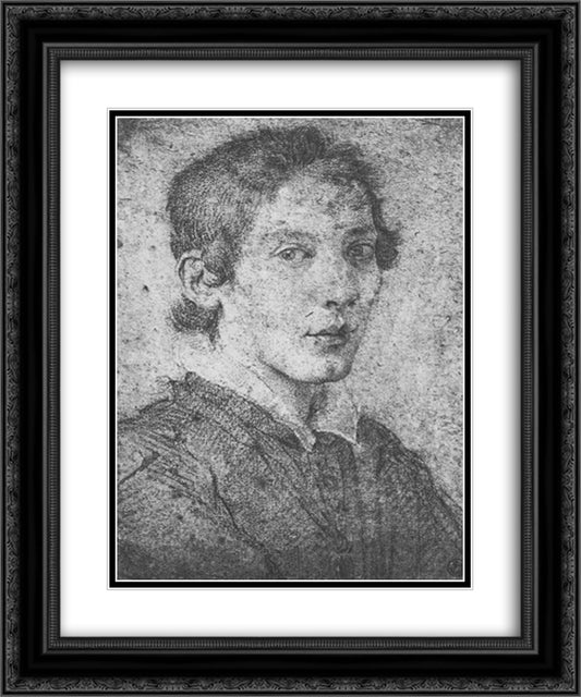 Portrait of a Young Man (Self-Portrait) 20x24 Black Ornate Wood Framed Art Print Poster with Double Matting by Bernini, Gian Lorenzo