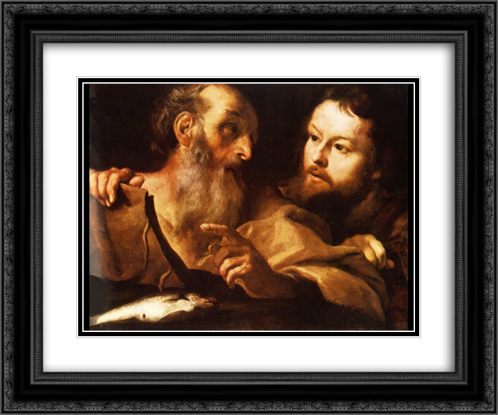 Saint Andrew and Saint Thomas 24x20 Black Ornate Wood Framed Art Print Poster with Double Matting by Bernini, Gian Lorenzo