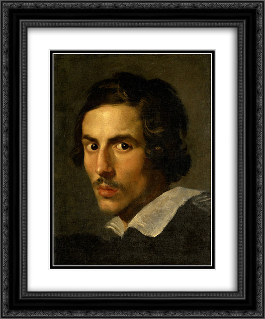 Self Portrait as a Young Man 20x24 Black Ornate Wood Framed Art Print Poster with Double Matting by Bernini, Gian Lorenzo