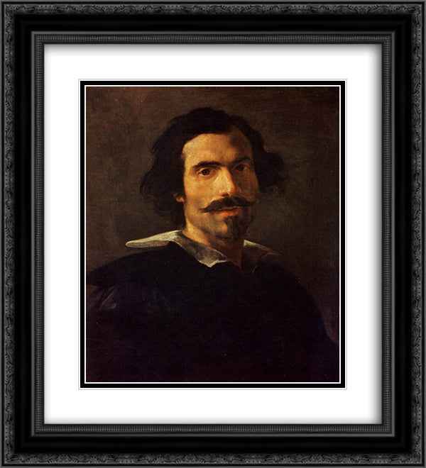 Self-Portrait 20x22 Black Ornate Wood Framed Art Print Poster with Double Matting by Bernini, Gian Lorenzo