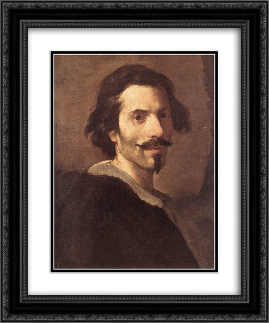 Self-Portrait as a Mature Man 20x24 Black Ornate Wood Framed Art Print Poster with Double Matting by Bernini, Gian Lorenzo