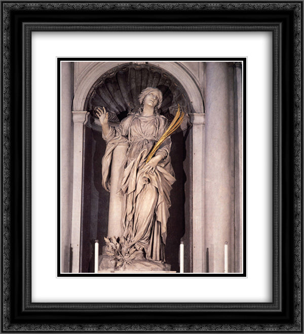 St. Bibiana 20x22 Black Ornate Wood Framed Art Print Poster with Double Matting by Bernini, Gian Lorenzo