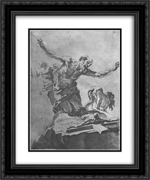 St. Jerome 20x24 Black Ornate Wood Framed Art Print Poster with Double Matting by Bernini, Gian Lorenzo