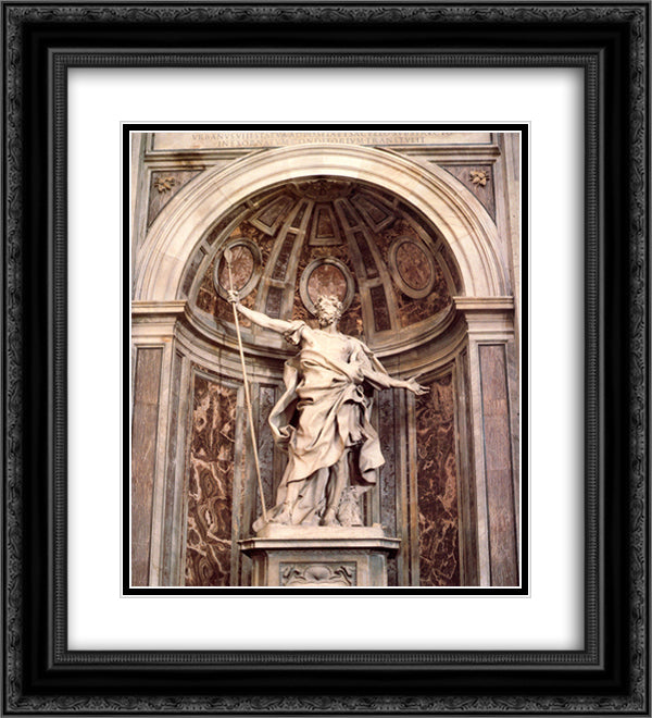 St. Longinus 20x22 Black Ornate Wood Framed Art Print Poster with Double Matting by Bernini, Gian Lorenzo