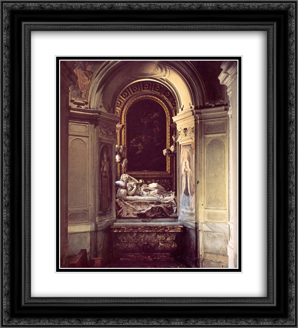 The Blessed Lodovica Albertoni 20x22 Black Ornate Wood Framed Art Print Poster with Double Matting by Bernini, Gian Lorenzo