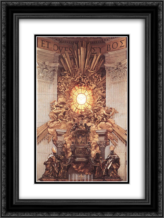 The Throne of Saint Peter 18x24 Black Ornate Wood Framed Art Print Poster with Double Matting by Bernini, Gian Lorenzo