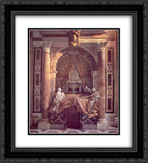 Tomb of Pope Alexander VII 20x22 Black Ornate Wood Framed Art Print Poster with Double Matting by Bernini, Gian Lorenzo