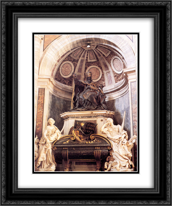 Tomb of Pope Urban VIII 20x24 Black Ornate Wood Framed Art Print Poster with Double Matting by Bernini, Gian Lorenzo