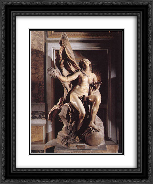 Truth Unveiled by Time 20x24 Black Ornate Wood Framed Art Print Poster with Double Matting by Bernini, Gian Lorenzo