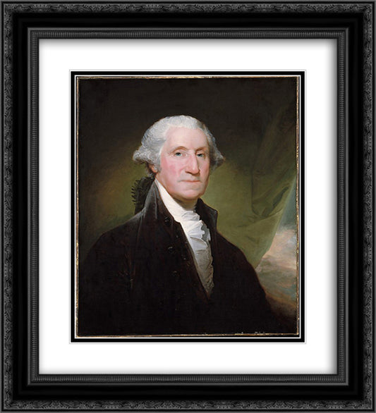 George Washington 20x22 Black Ornate Wood Framed Art Print Poster with Double Matting by Stuart, Gilbert