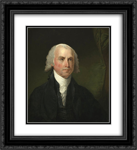 James Madison 20x22 Black Ornate Wood Framed Art Print Poster with Double Matting by Stuart, Gilbert