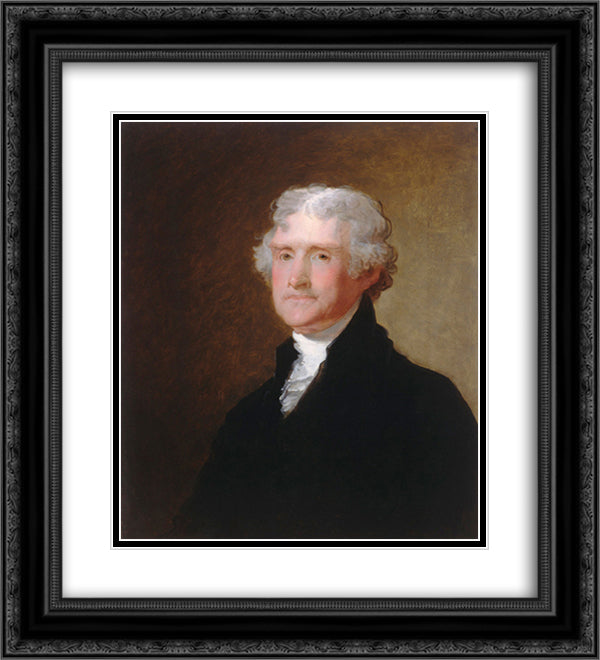 Thomas Jefferson 20x22 Black Ornate Wood Framed Art Print Poster with Double Matting by Stuart, Gilbert