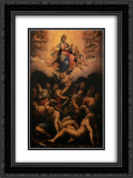 Allegory of the Immaculate Conception 18x24 Black Ornate Wood Framed Art Print Poster with Double Matting by Vasari, Giorgio