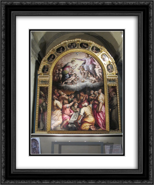 Assumption of the Virgin 20x24 Black Ornate Wood Framed Art Print Poster with Double Matting by Vasari, Giorgio