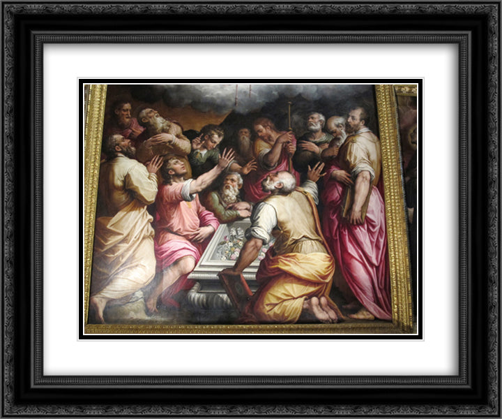 Assumption of the Virgin (detail) 24x20 Black Ornate Wood Framed Art Print Poster with Double Matting by Vasari, Giorgio