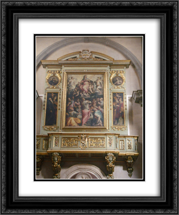 Badia Fiorentina church 20x24 Black Ornate Wood Framed Art Print Poster with Double Matting by Vasari, Giorgio