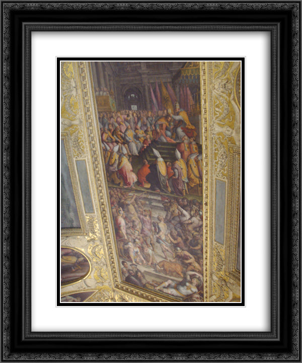 Clement VII crowns Charles V 20x24 Black Ornate Wood Framed Art Print Poster with Double Matting by Vasari, Giorgio