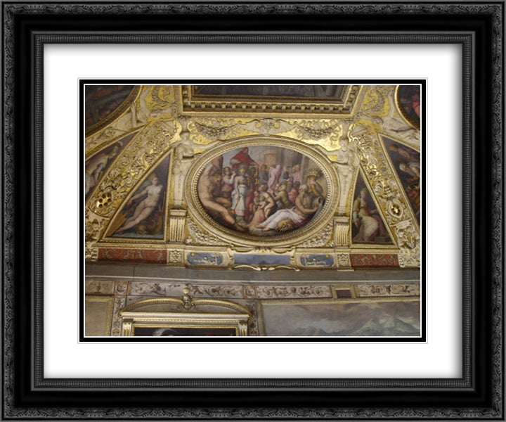 Clement VII returns from France to Rome 24x20 Black Ornate Wood Framed Art Print Poster with Double Matting by Vasari, Giorgio