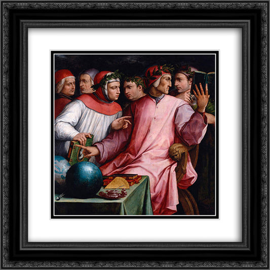 Italian Humanists (Six Tuscan Poets) 20x20 Black Ornate Wood Framed Art Print Poster with Double Matting by Vasari, Giorgio