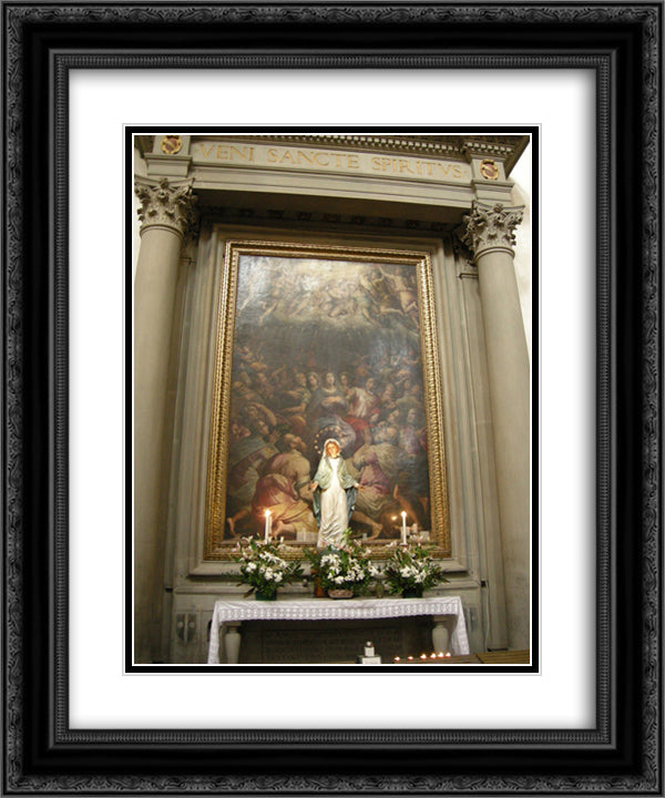 Pentecost 20x24 Black Ornate Wood Framed Art Print Poster with Double Matting by Vasari, Giorgio