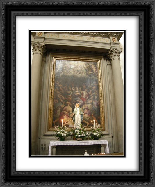 Pentecost 20x24 Black Ornate Wood Framed Art Print Poster with Double Matting by Vasari, Giorgio