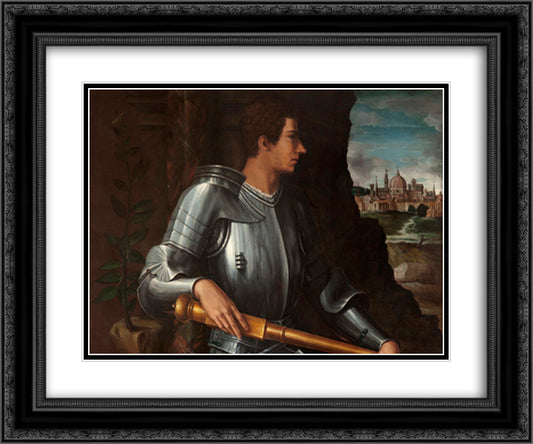 Portrait of Alessandro de' Medici 24x20 Black Ornate Wood Framed Art Print Poster with Double Matting by Vasari, Giorgio