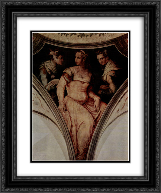 Portrait of Nicolosa Bacci and the a noblewoman from Arezzo 20x24 Black Ornate Wood Framed Art Print Poster with Double Matting by Vasari, Giorgio