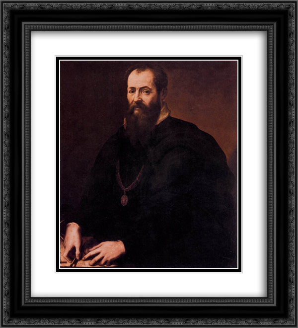 Self-portrait 20x22 Black Ornate Wood Framed Art Print Poster with Double Matting by Vasari, Giorgio