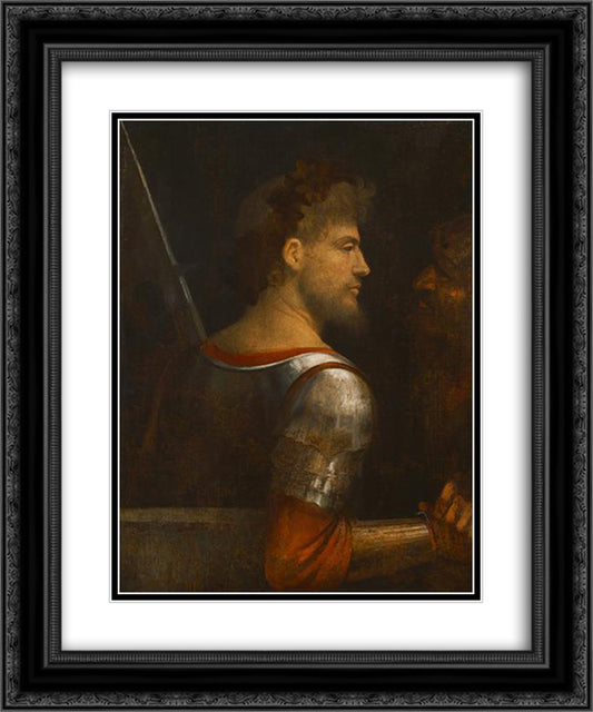 A Soldier 20x24 Black Ornate Wood Framed Art Print Poster with Double Matting by Giorgione