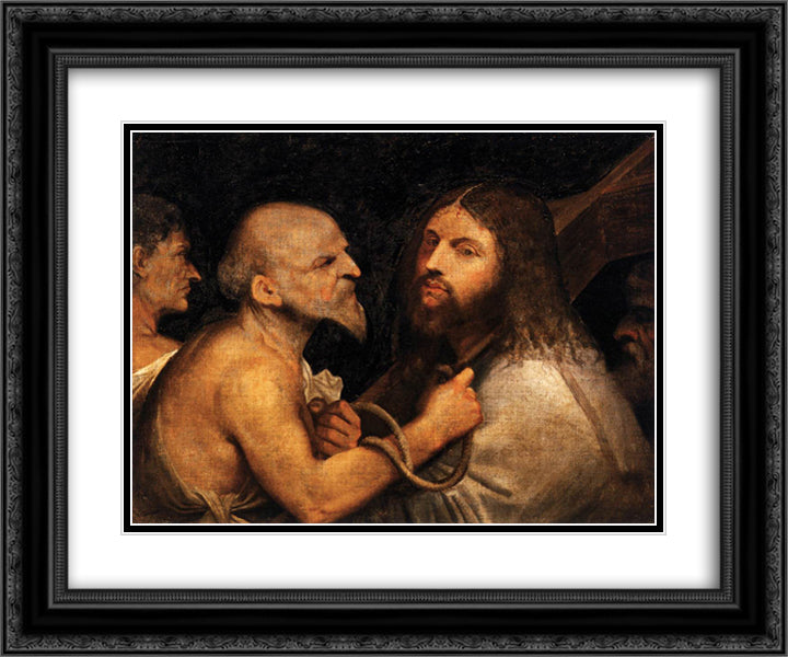 Christ Carrying the Cross 24x20 Black Ornate Wood Framed Art Print Poster with Double Matting by Giorgione