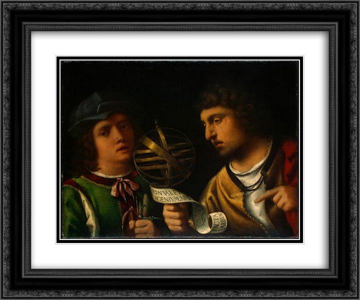 Giovanni Borgherini and His Tutor 24x20 Black Ornate Wood Framed Art Print Poster with Double Matting by Giorgione