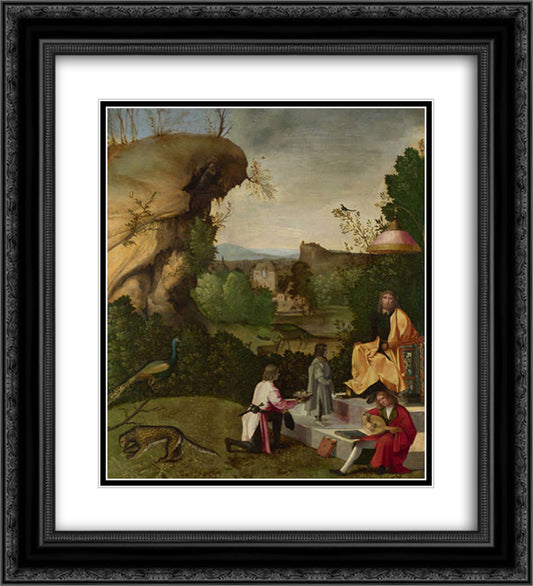 Homage to a poet 20x22 Black Ornate Wood Framed Art Print Poster with Double Matting by Giorgione