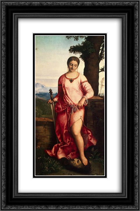 Judith 16x24 Black Ornate Wood Framed Art Print Poster with Double Matting by Giorgione