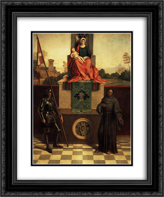 Madonna and Child with Saints Liberale and Francis (The Castelfranco Madonna) 20x24 Black Ornate Wood Framed Art Print Poster with Double Matting by Giorgione