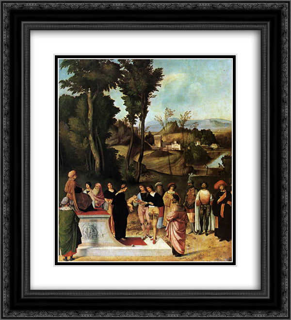 Moses Undergoing Trial by Fire 20x22 Black Ornate Wood Framed Art Print Poster with Double Matting by Giorgione