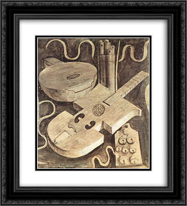 Musical instruments (music) 20x22 Black Ornate Wood Framed Art Print Poster with Double Matting by Giorgione