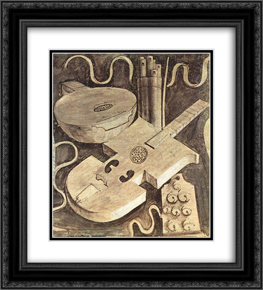 Musical instruments (music) 20x22 Black Ornate Wood Framed Art Print Poster with Double Matting by Giorgione