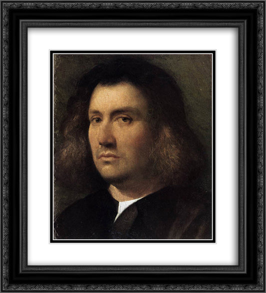 Portrait of a Man (Terris) 20x22 Black Ornate Wood Framed Art Print Poster with Double Matting by Giorgione