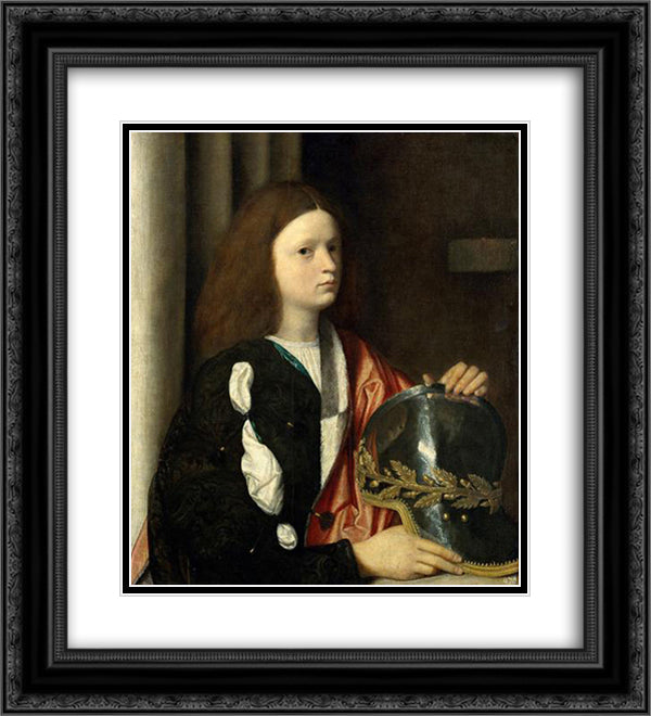 Portrait of Francesco Maria della Rovere 20x22 Black Ornate Wood Framed Art Print Poster with Double Matting by Giorgione