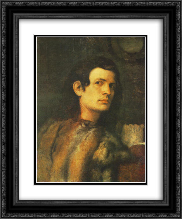 Portrait of young man 20x24 Black Ornate Wood Framed Art Print Poster with Double Matting by Giorgione