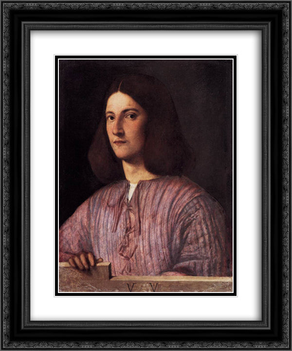 Portrait of young man (Giustiniani Portrait) 20x24 Black Ornate Wood Framed Art Print Poster with Double Matting by Giorgione