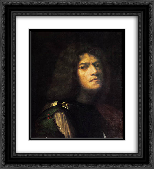 Self-portrait 20x22 Black Ornate Wood Framed Art Print Poster with Double Matting by Giorgione